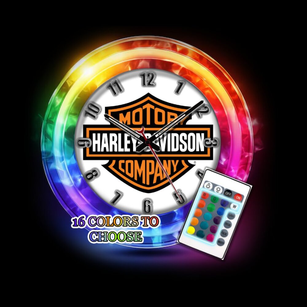 Harley Davidson logo LED RGB CLOCK NEW